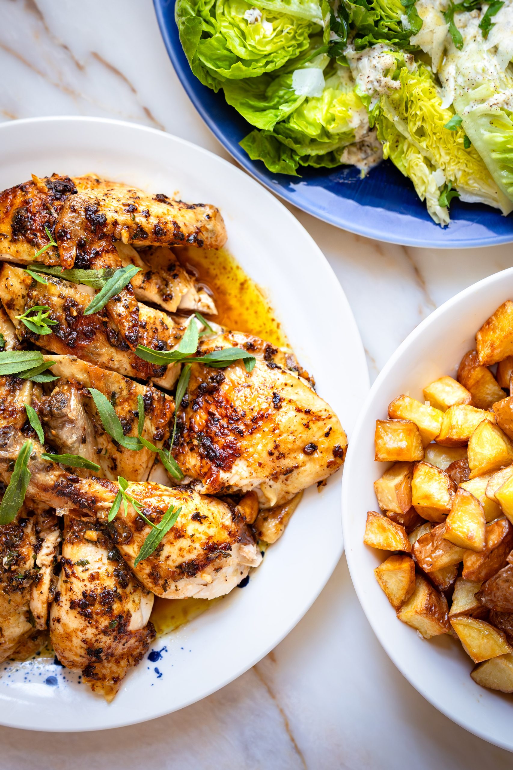 Roast Chicken, Potatoes and Salad