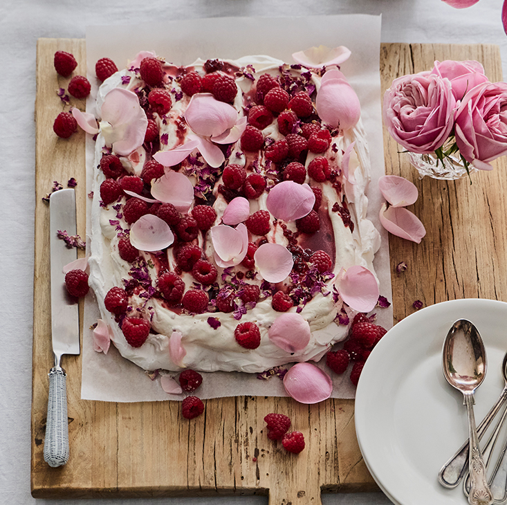 Amanda's Raspberry and Rose Pavlova Slab