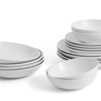 Gordon Ramsay Maze 16 Piece Dinnerware Set with Pasta Bowls, White