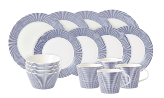 Pacific 16 Piece Dinnerware Set, Blue Dots