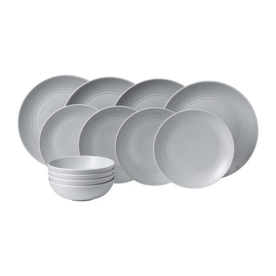 Gordon Ramsay Maze 12 Piece Dinnerware Set, Light Grey