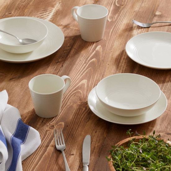 Gordon Ramsay Maze Dinnerware Set White, 16 Piece Set with Pasta Bowls ...