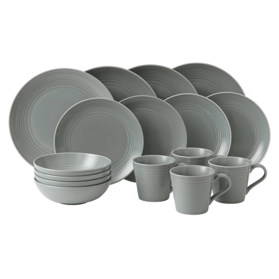 Gordon Ramsay Maze Dark Grey 16 Piece Dinner Set, Boxed