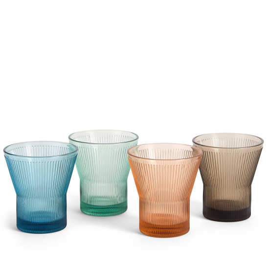 Lambeth Tumbler 300ml, Mixed Colours, Set of 4