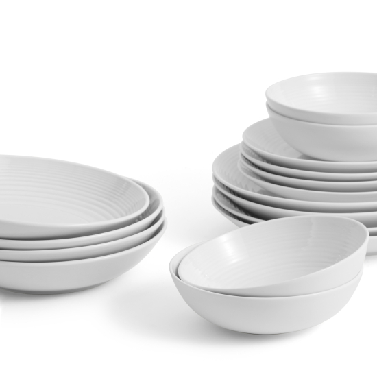 Gordon Ramsay Maze 16 Piece Dinnerware Set with Pasta Bowls, White